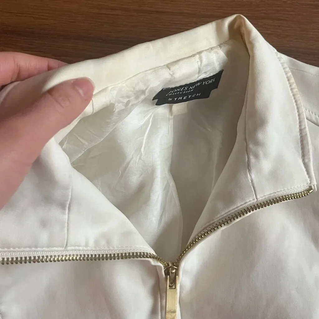 Jones New York White Stretch Zip-Up Jacket - Gold Hardware - Siz - photo 5