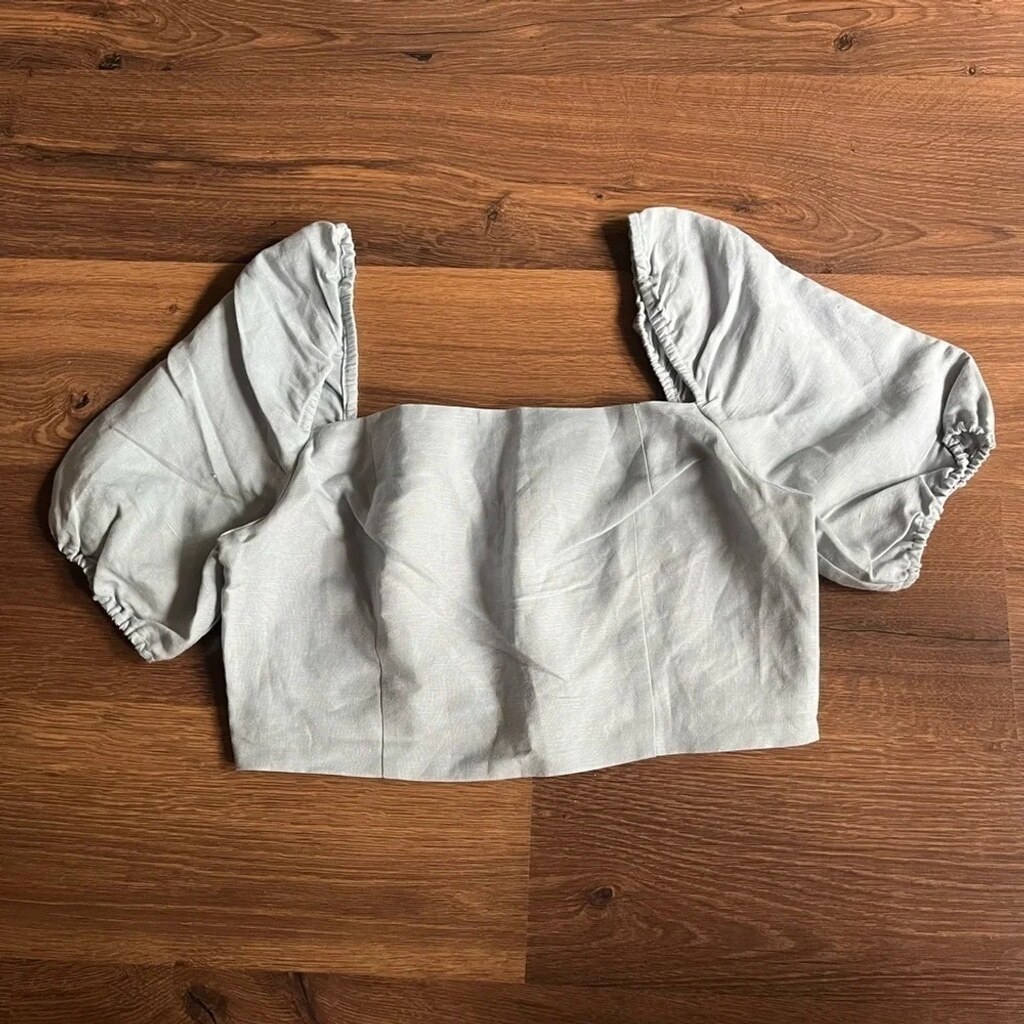 🌿 NWT Linen/Lin Blend Puff Sleeve Blouse 🌿 - photo 4