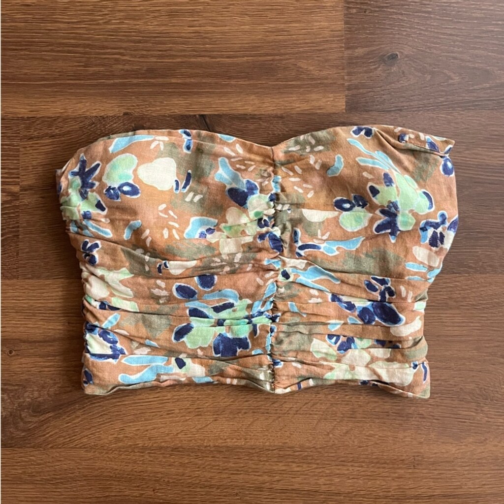 Brown Floral Print Linen Camisole Tube Top - Aritzia Size 0 - photo 2