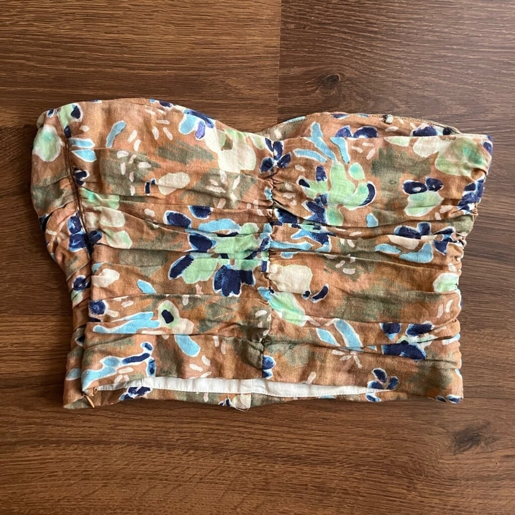 Brown Floral Print Linen Camisole Tube Top - Aritzia Size 0 - photo 4