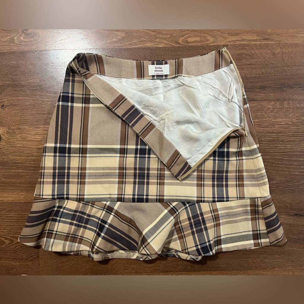 Little Moon by Aritzia Plaid Ruffle Mini Skirt - Size 0 - photo 4
