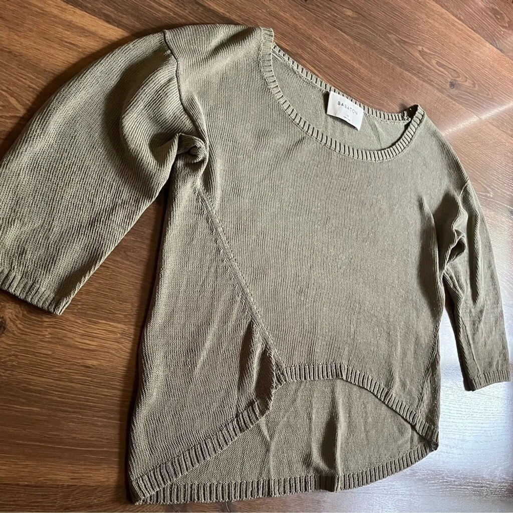 Aritzia Babaton High/Low Pattern Sweater – Army Green - photo 3