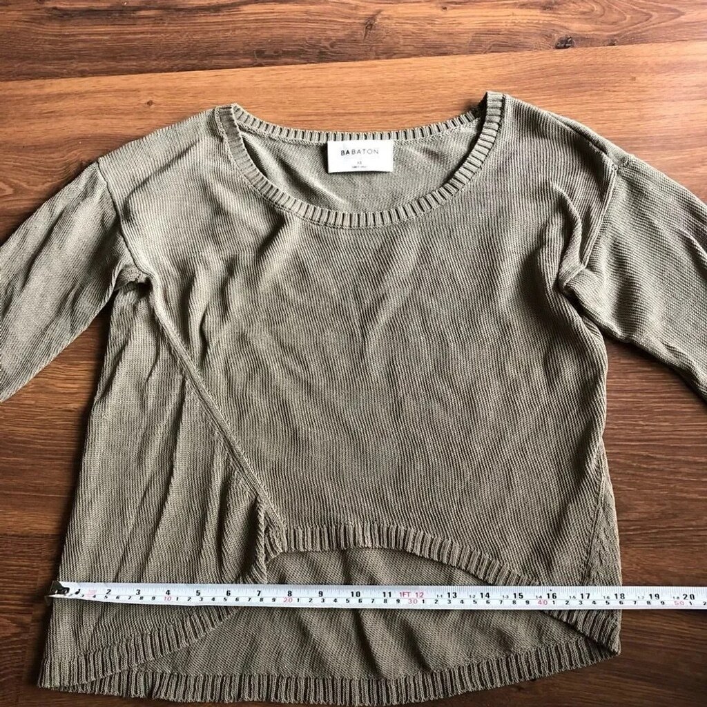 Aritzia Babaton High/Low Pattern Sweater – Army Green - photo 5