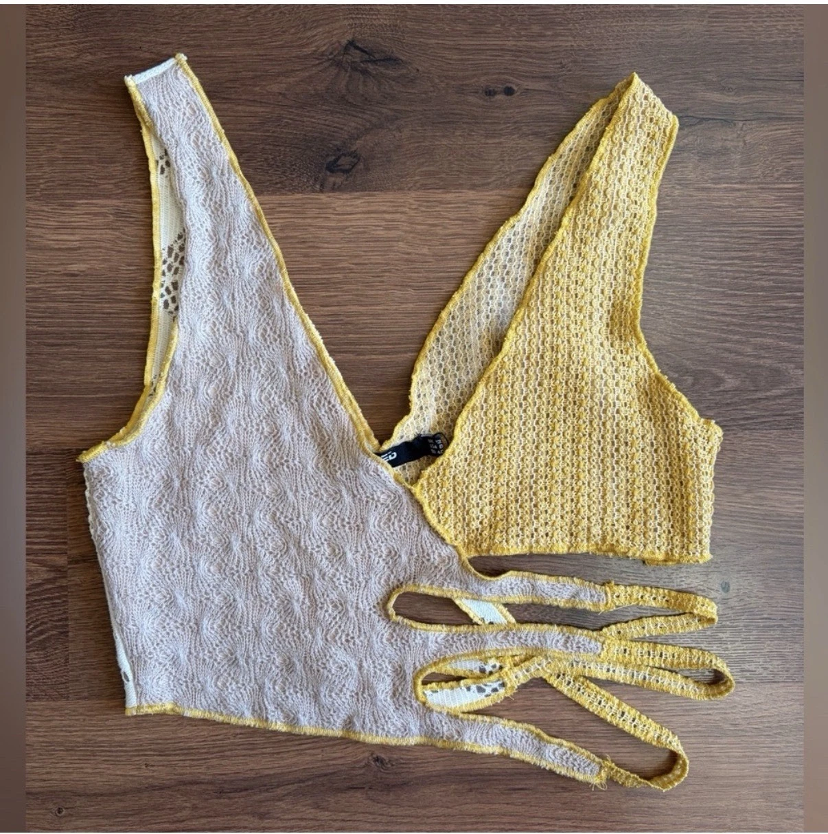 NWT Jaded London Yellow & Cream Lace Crop Top - photo 3