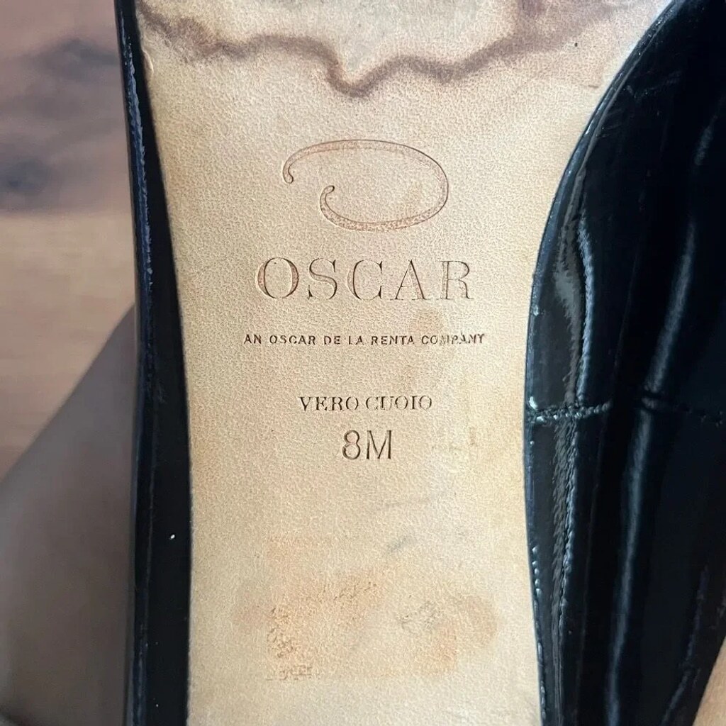 🖤 Vintage Óscar de la Renta Black Patent Peeptoe Heels 👠 - photo 4