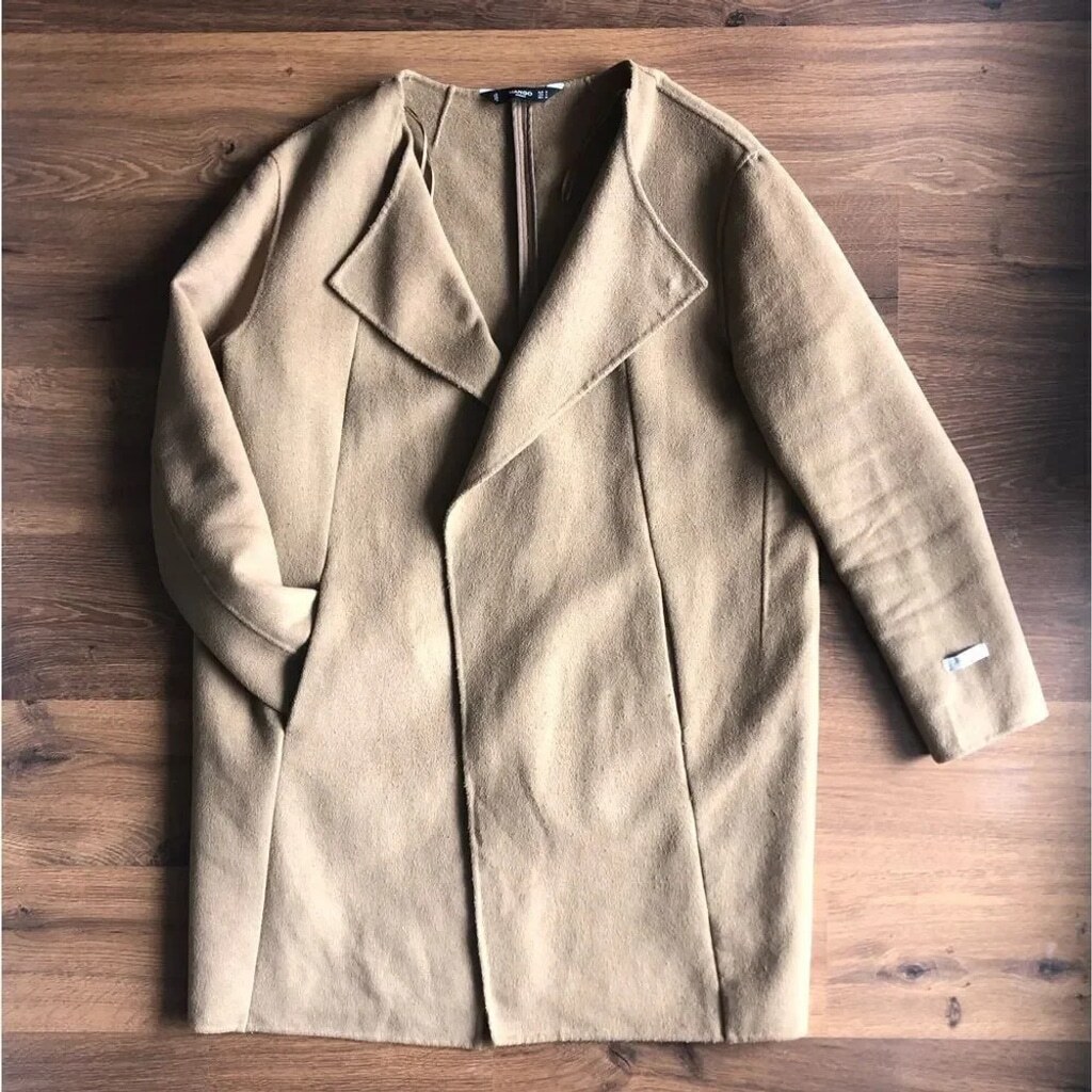 Mango Oversized Wool Coatigan - Beige/Camel - Size S - photo 2