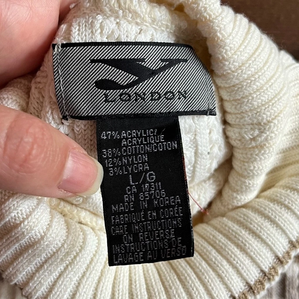 Y London Beige & White Striped Turtleneck Sweater - photo 5