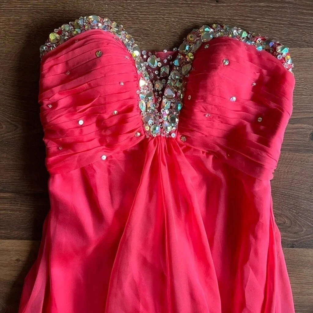 Mori Lee Strapless Prom/Grad Dress – Peach Princess Gown - photo 4