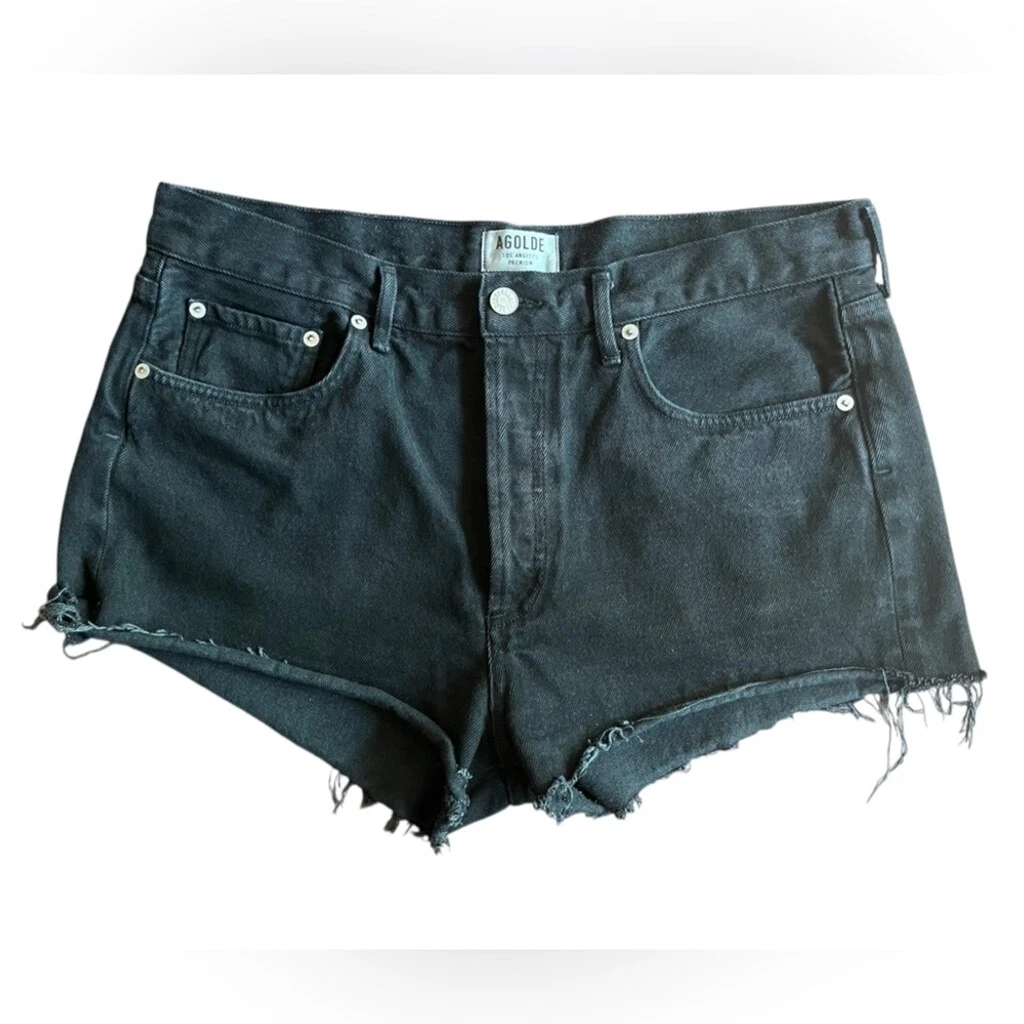 Agolde Los Angeles Premium Black Vintage Cut-Off Denim Shorts