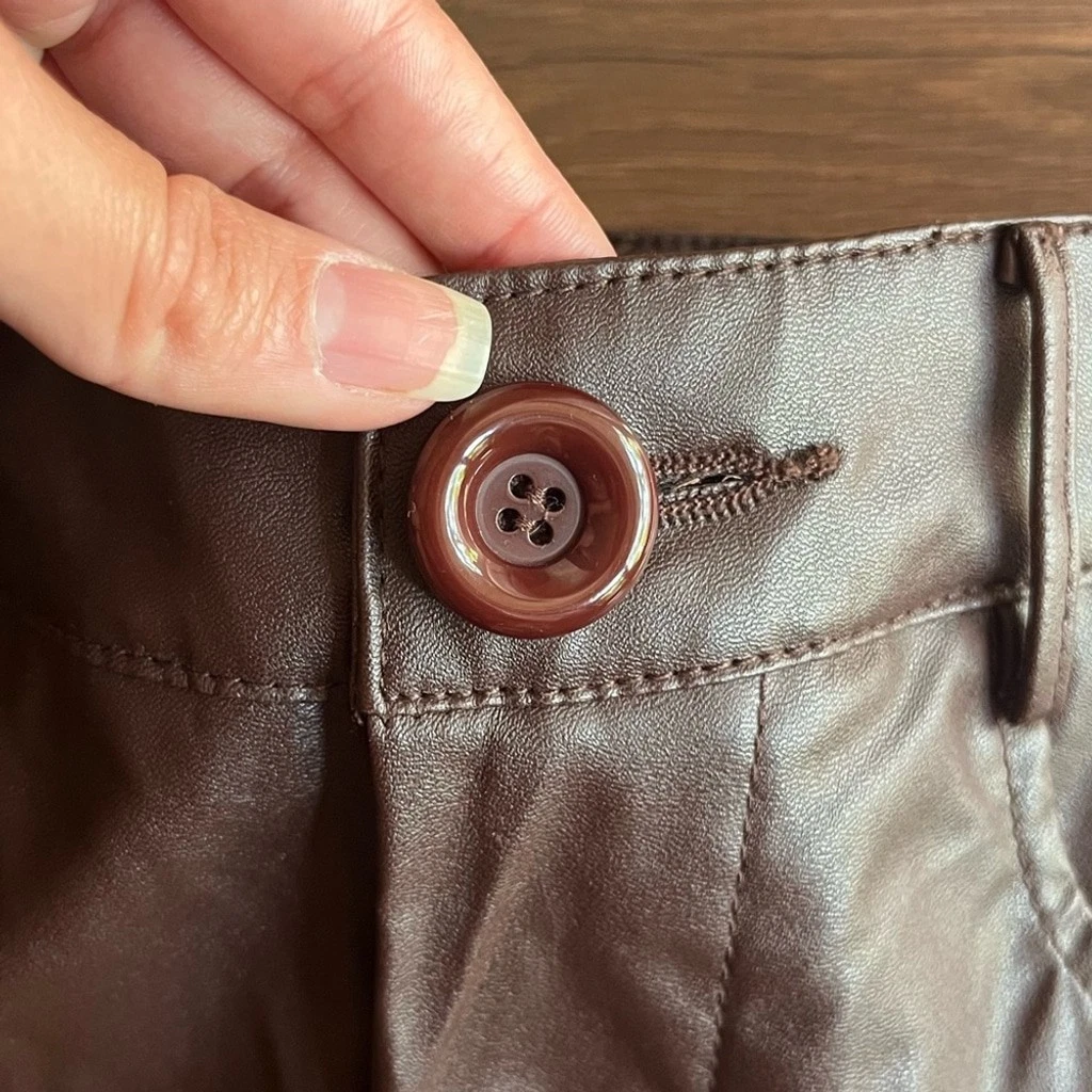 NWT Chocolate Faux Leather Cropped Trousers – UK 6 / US 2 | High - photo 3