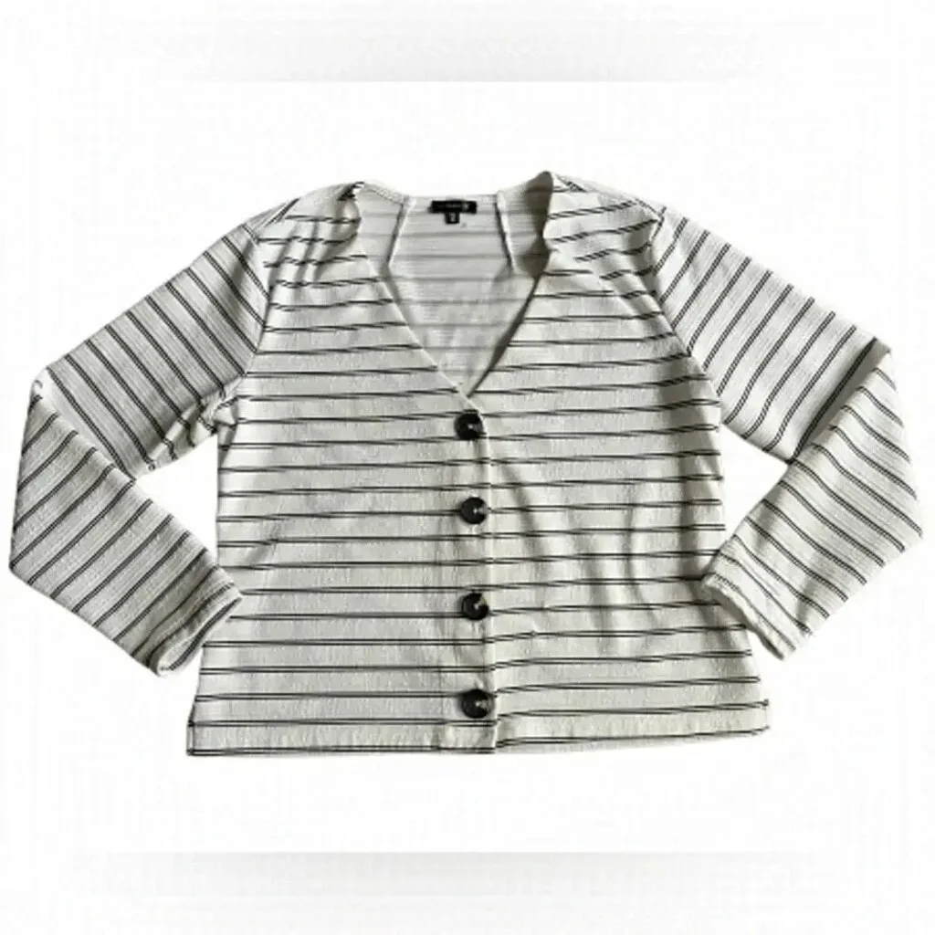 🤍 Dynamite Striped Button-Up Cardigan Top – Tailored Fit