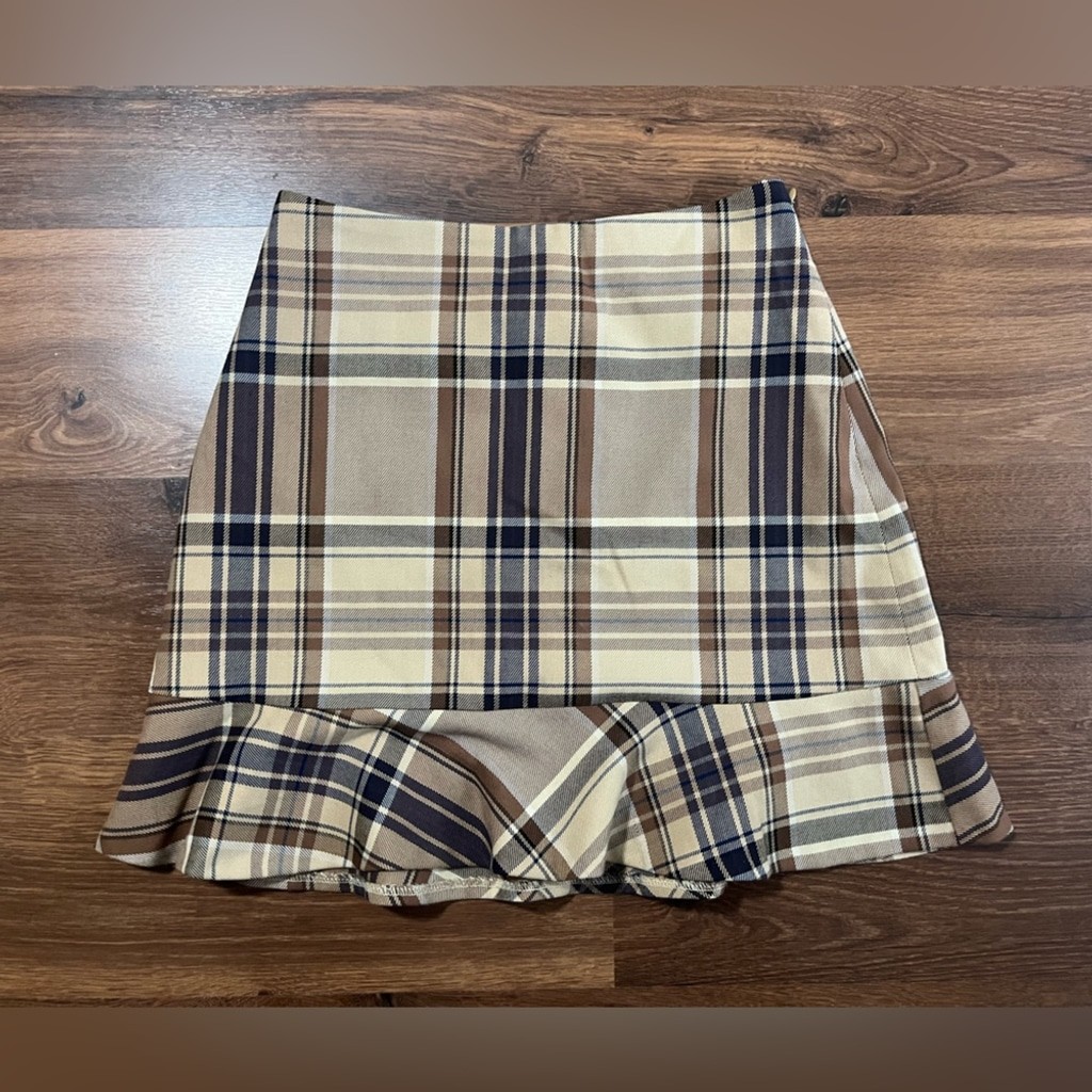 Little Moon by Aritzia Plaid Ruffle Mini Skirt - Size 0 - photo 3