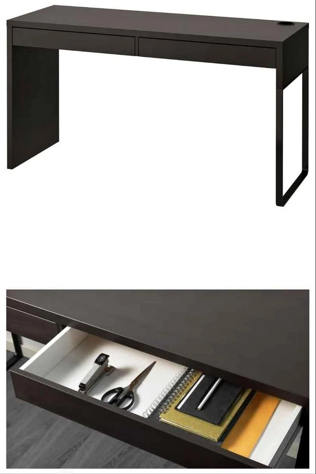 Black Micke Computer Desk - 2 Drawers, Cable Outlet