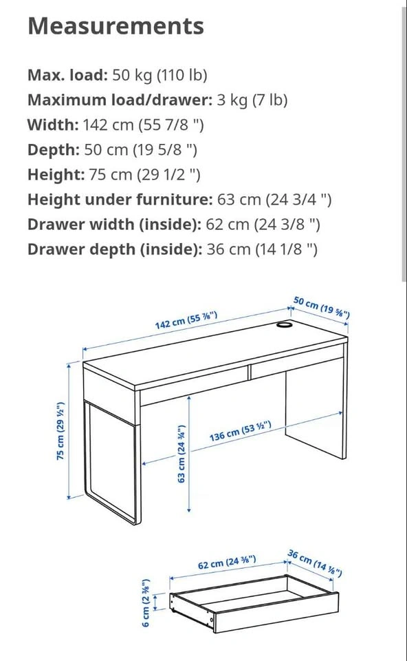 Black Micke Computer Desk - 2 Drawers, Cable Outlet - photo 5