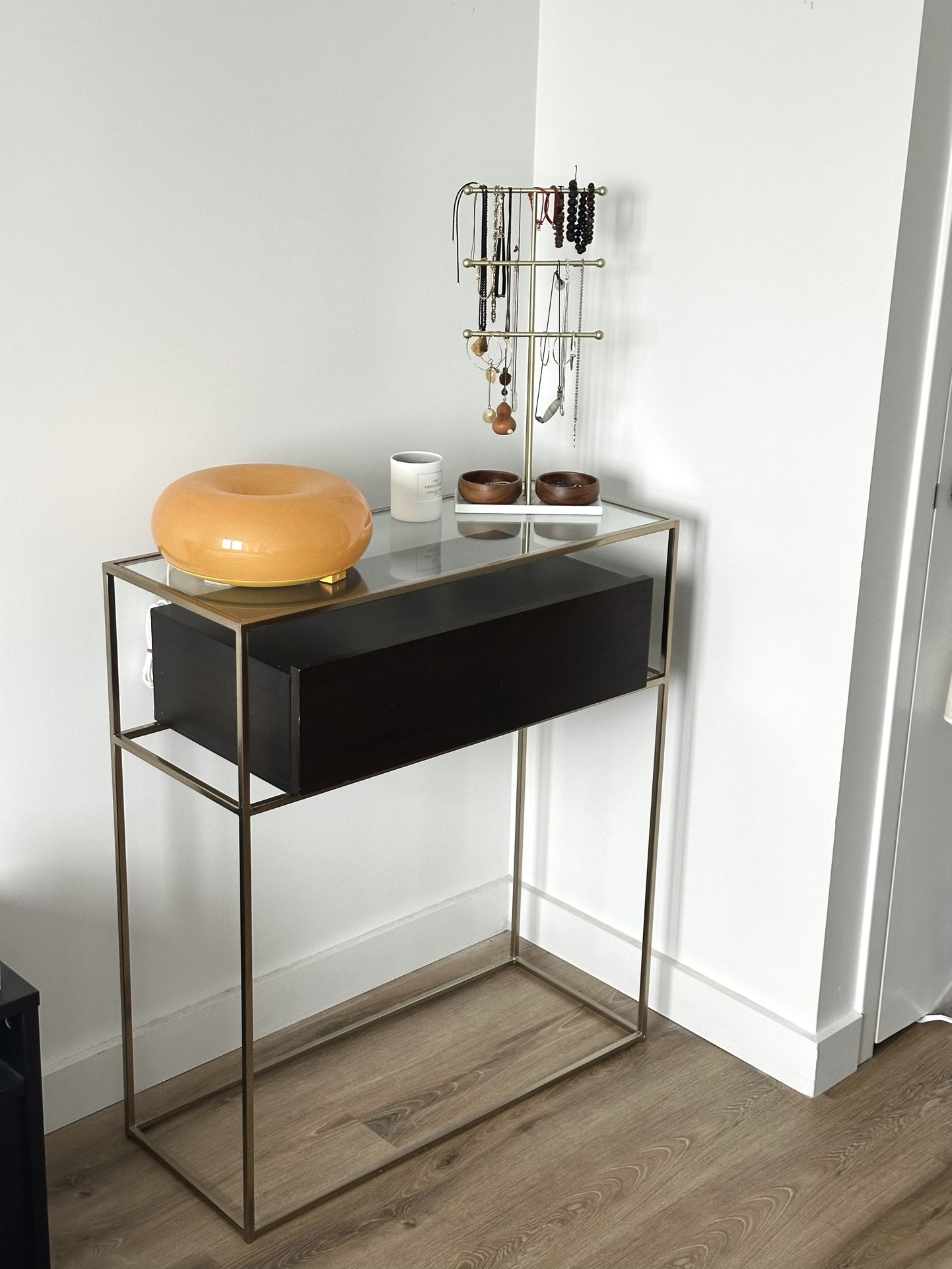 CB2 Salvador Entry Cabinet - Walnut/Bronze/Glass