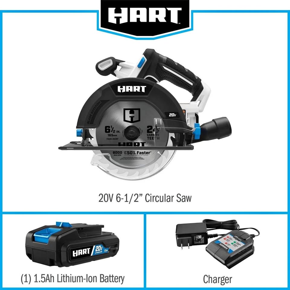 Cordless 20v 6-1/2-Inch Circular Saw, Battery, New - Ajax
