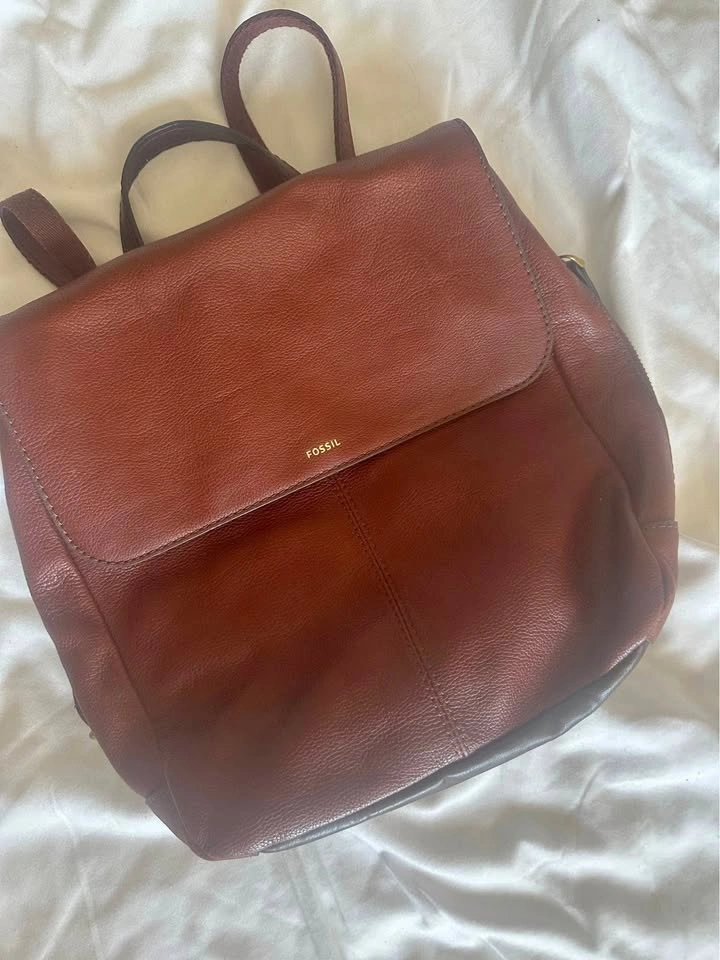 Fossil Leather Brown Backpack