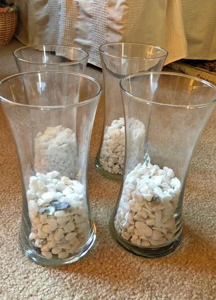 Glass Vases w/Rocks Lot (4)