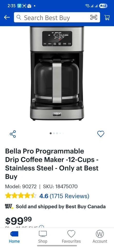 Bella PRO 12-Cup Coffee Maker – $39.99 (Like New) - photo 3