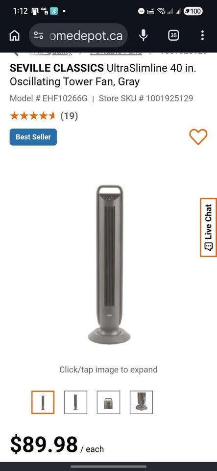 Serville Tower Fan w/ Remote – $39.99 (Like New) - photo 4