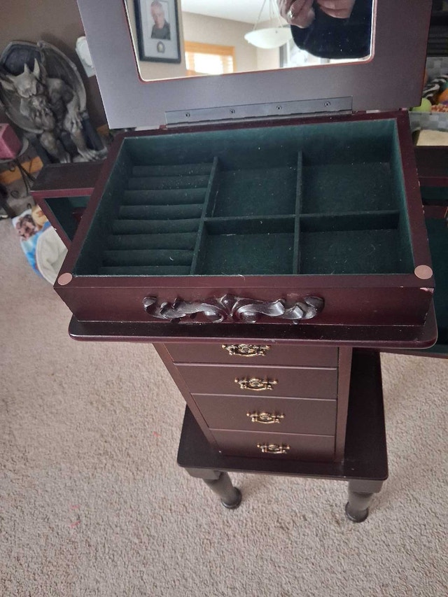 Vintage Cherry Wood Standing Jewelry Armoire - photo 3