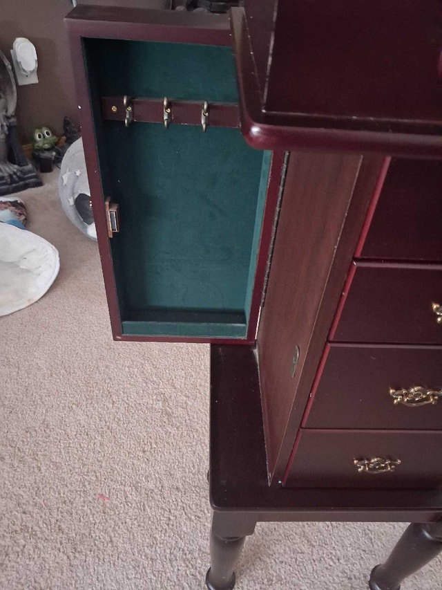 Vintage Cherry Wood Standing Jewelry Armoire - photo 5