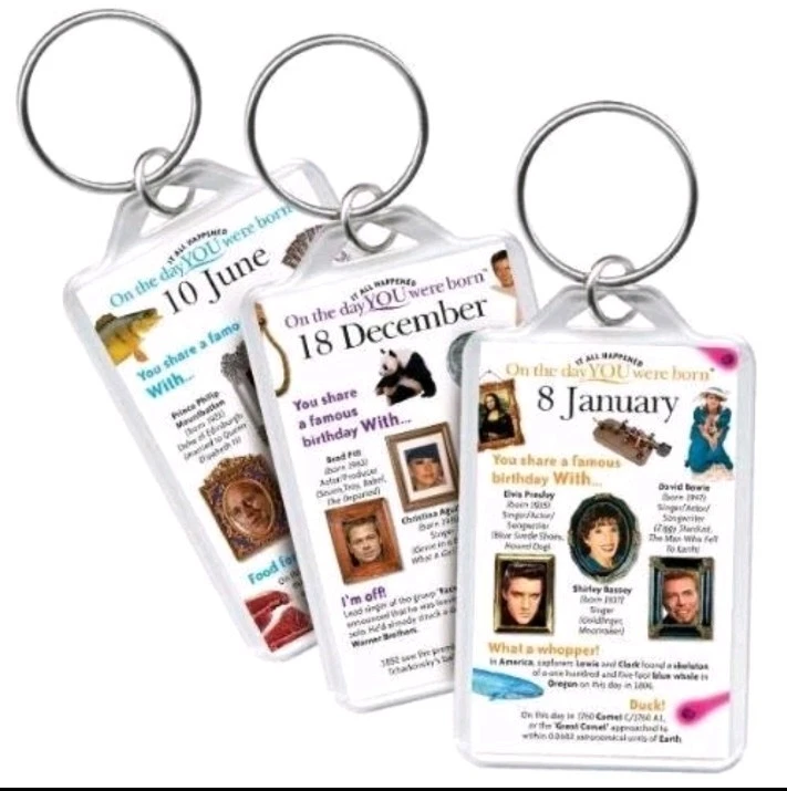 On the day you were Born Birthday Keyrings - 37 packs of 3