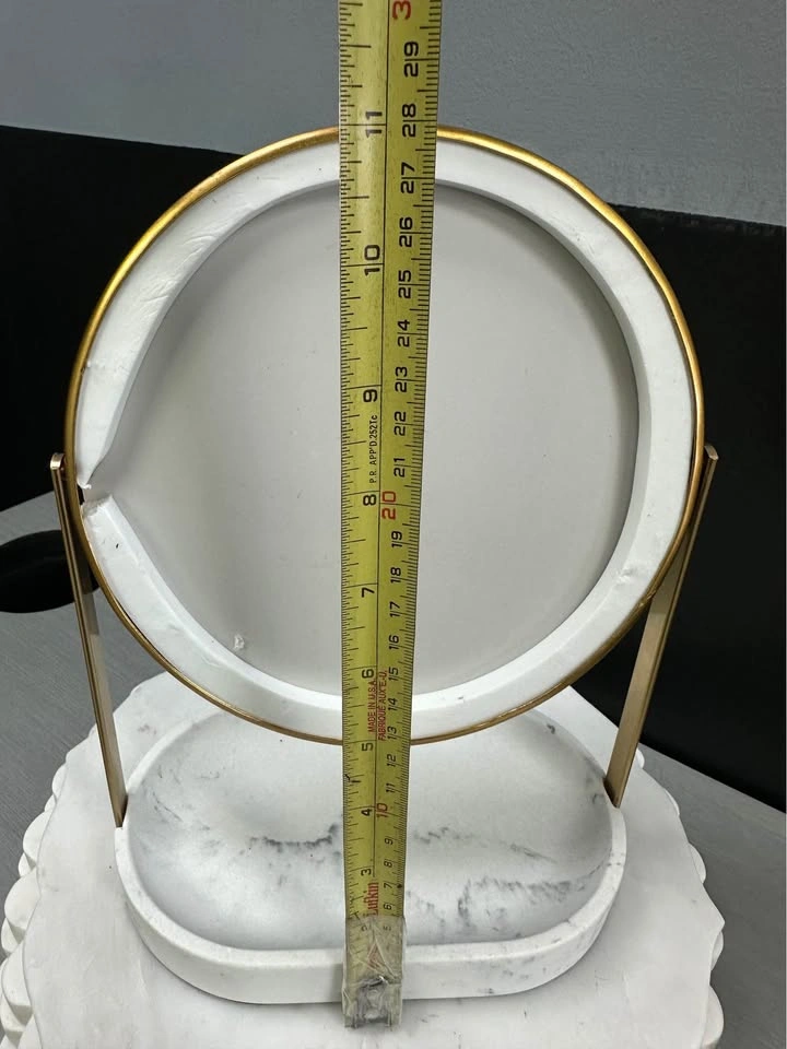 Gold Oval Vanity Mirror with Marble-Look Base - photo 2