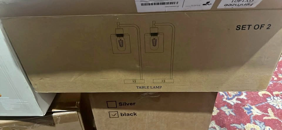 Set of 2 Industrial Table Lamps w/ USB & Edison Bulbs