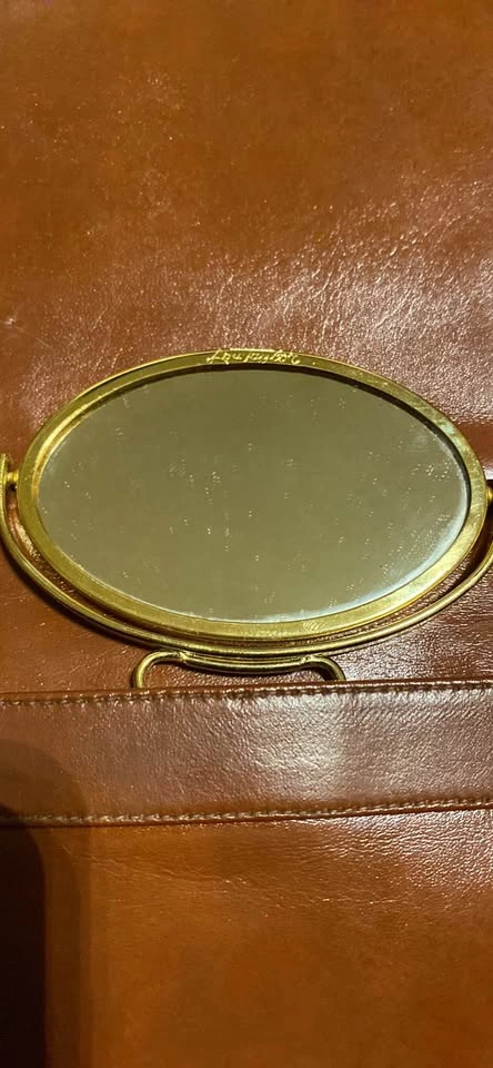 VTG Lou Taylor Oxblood Leather Purse Handbag Pop Up Hinged Mirro - photo 4
