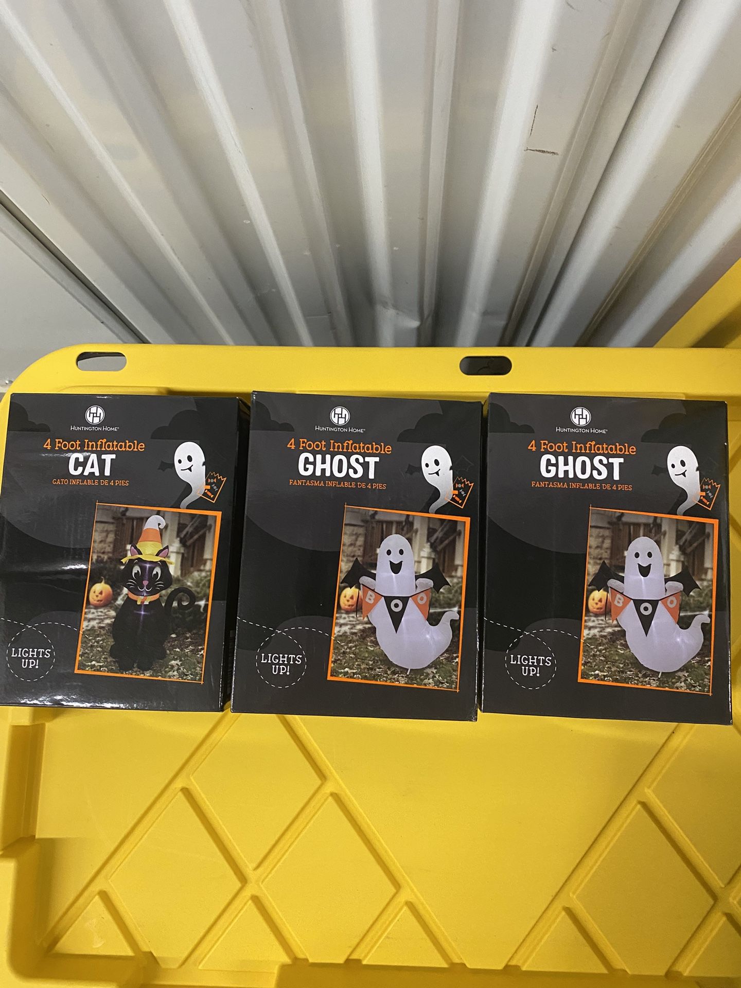 4ft Light Up Inflatable Ghost & Cat Halloween Yard Decor