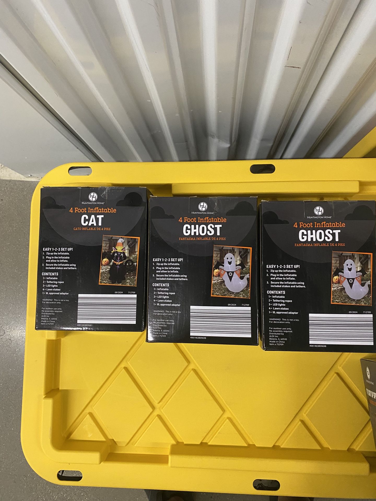 4ft Light Up Inflatable Ghost & Cat Halloween Yard Decor - photo 2