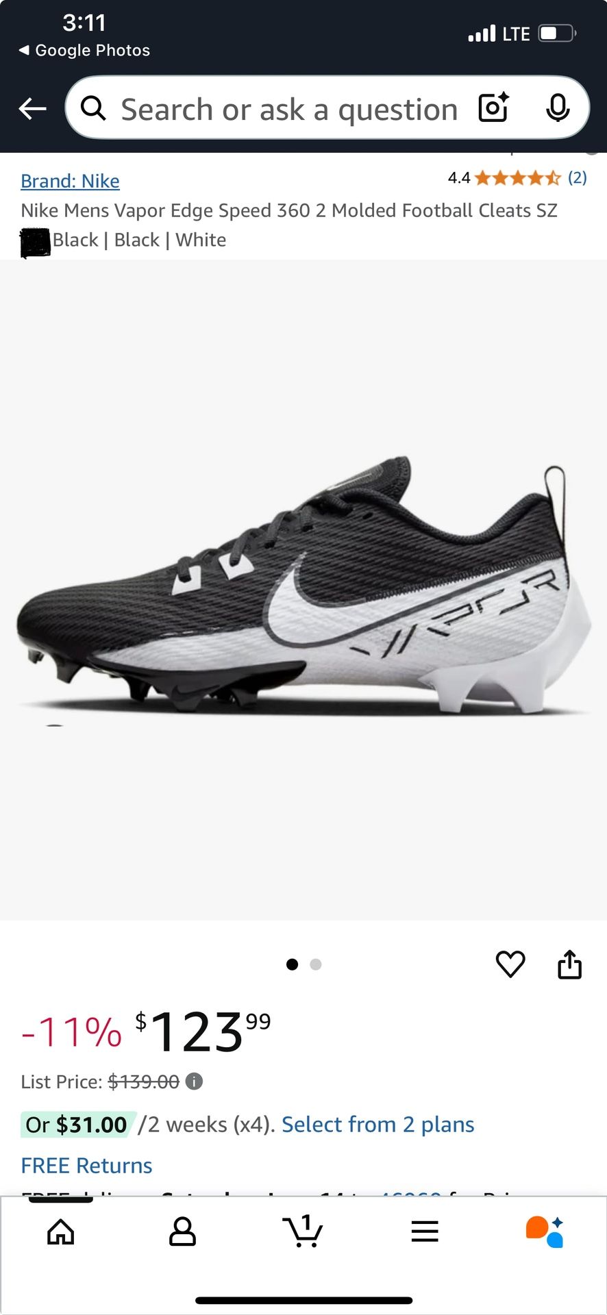 Nike Men's Vapor Edge Speed 360 2 Football Cleats - Size 13 - photo 3