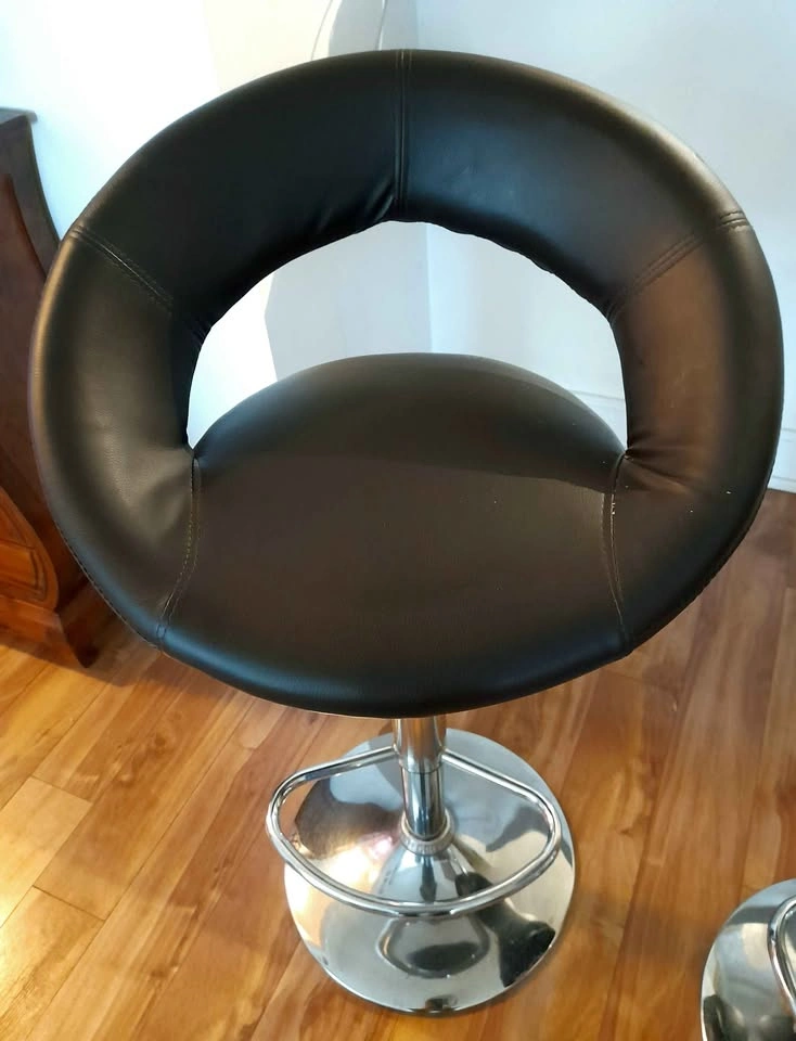 Set of 2 Black Adjustable Height Bar Stools - photo 2