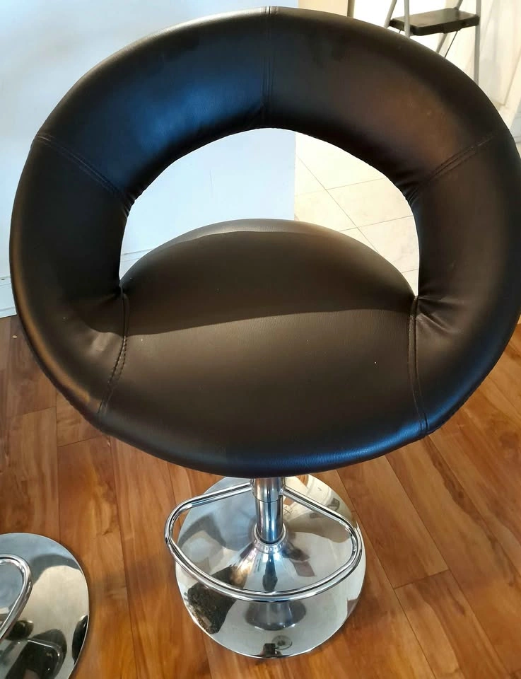 Set of 2 Black Adjustable Height Bar Stools - photo 3