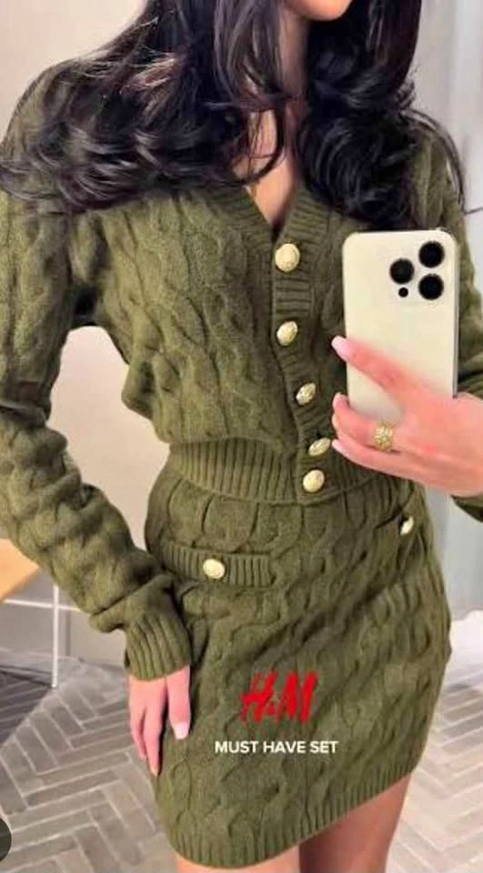 H&M Green Sweater & Skirt