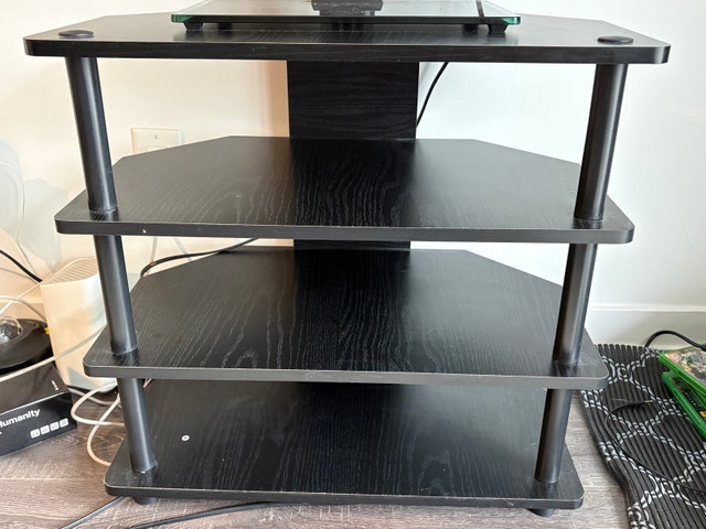 Black 4-Tier Media Stand