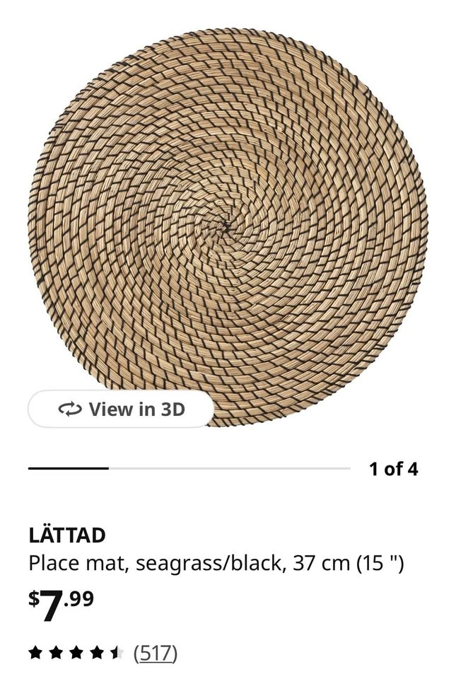 IKEA LÄTTAD Seagrass Placemat - photo 3