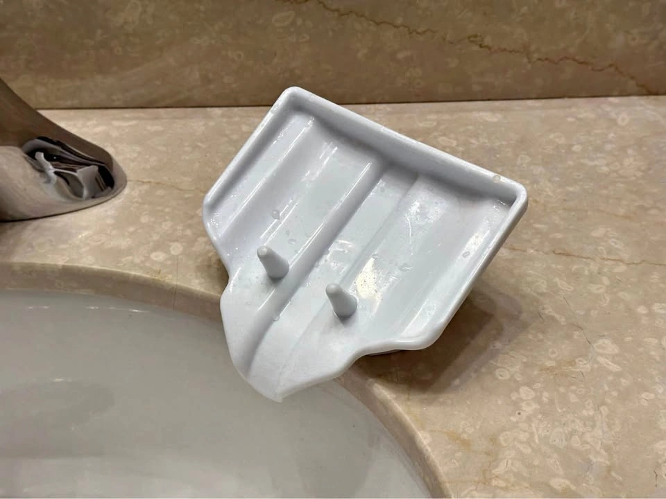 White Draining Soap Dish for Sink