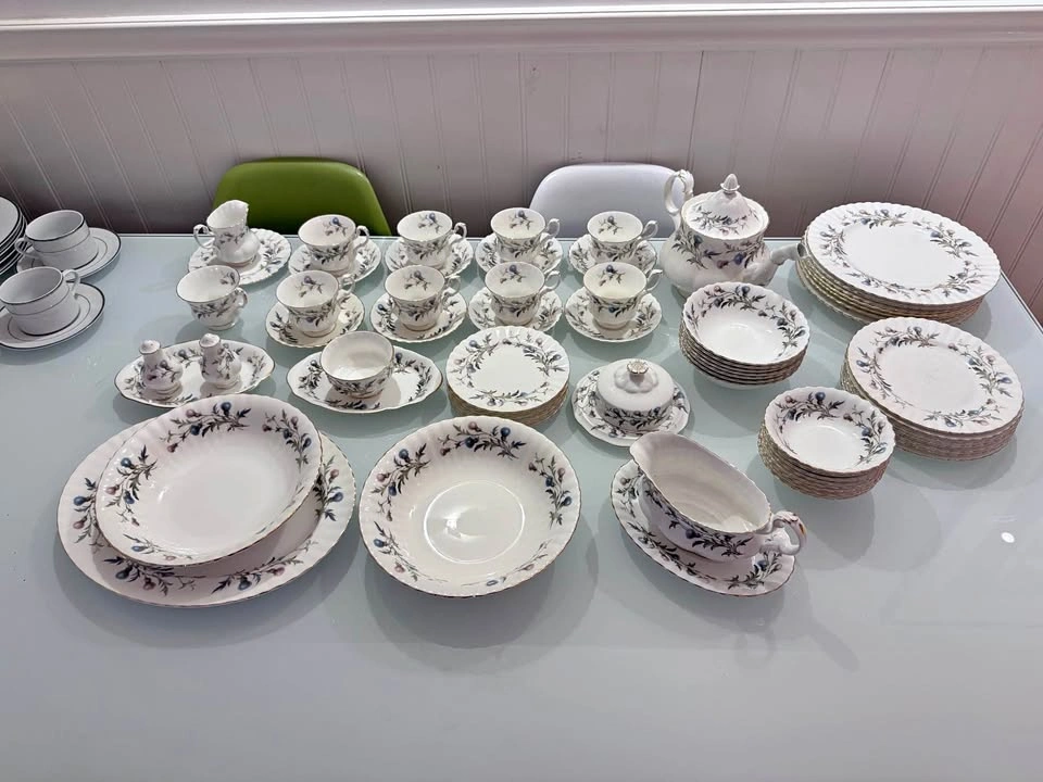 Antique 1960s Royal Albert Brigadoon 72 Pc Dinnerware Set