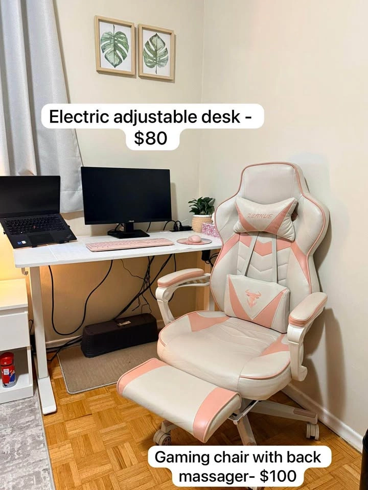 Electric Adjustable Desk and Gaming Chair