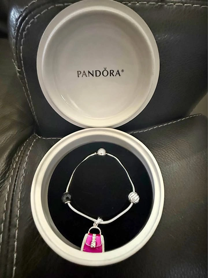 Pandora bracelet with charms and trinket