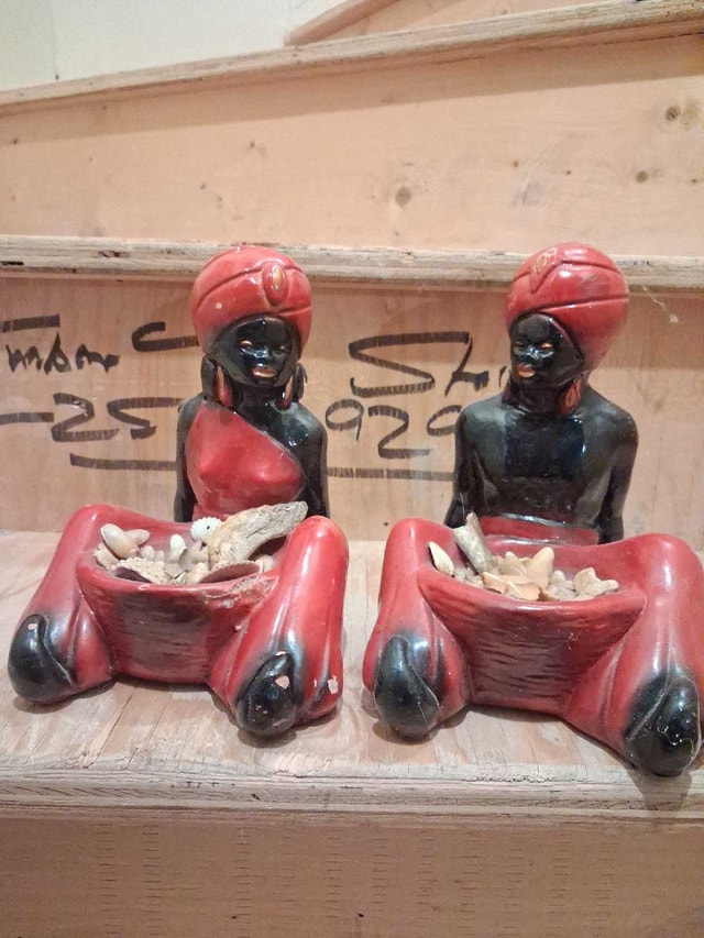 Vintage MidCentury 50's Blackamoor Chalkware Nubian Genies
