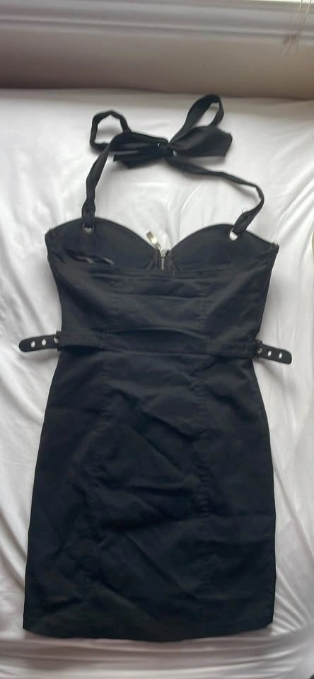 Black Halter Corset Mini Dress with Lace Up Detail - photo 2