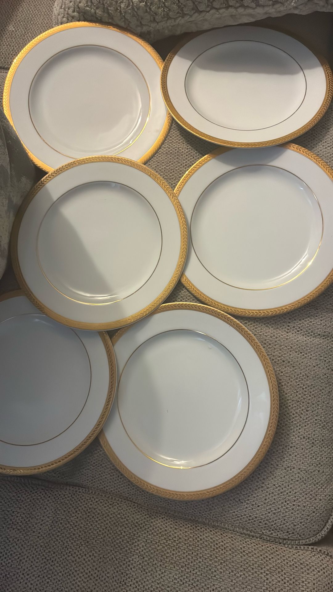 6 Classic Real Porcelain Florence Gold Plates - photo 4