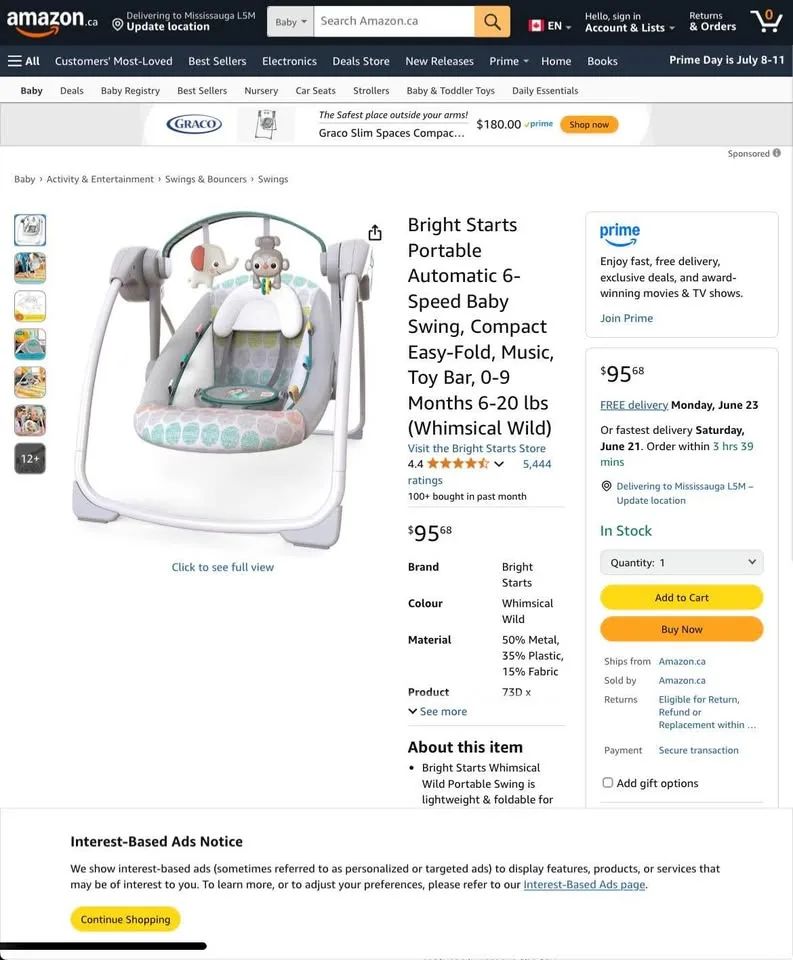 Bright Starts Whimsical Wild Portable Swing image indicator(4)