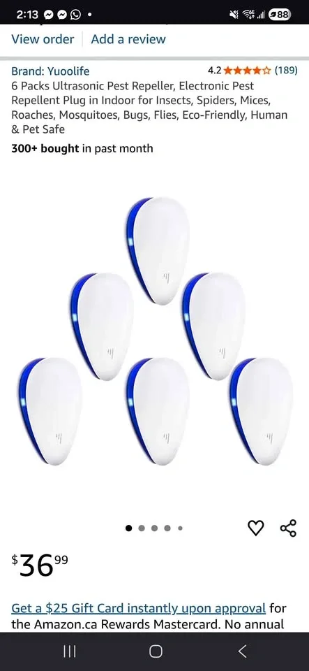 Yuoolife 6-Pack Ultrasonic Pest Repellers