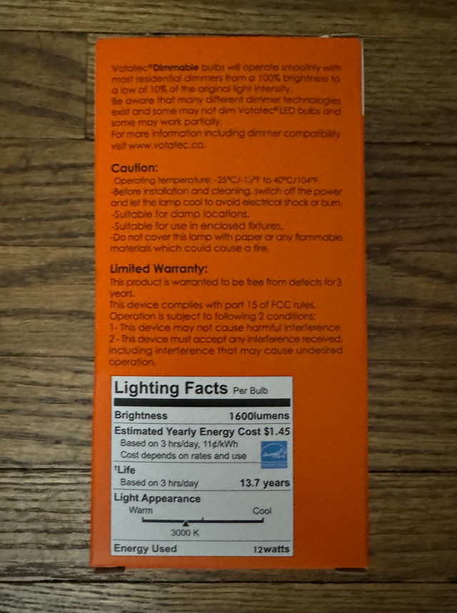 Votatec 6W/9W/12W A21 Filament LED, 3000K Dimmable - photo 2