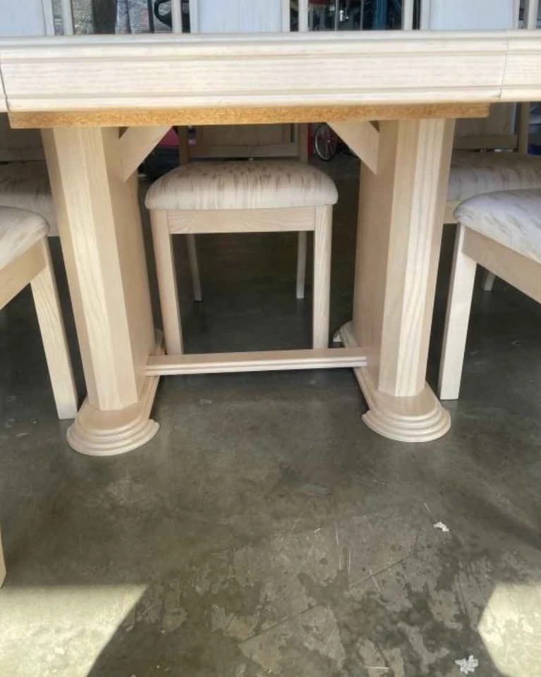 Light wood extendable dining set with 6 chairs - photo 3