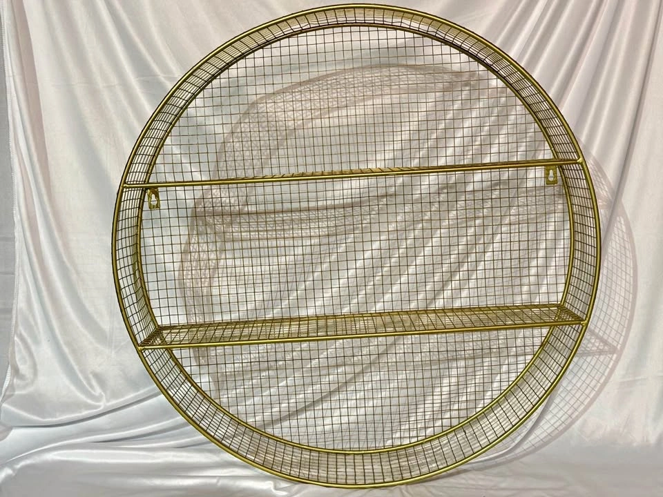 Gold Round Wall Shelf - Metal Circle Hanging Shelf - 24.5" - photo 3